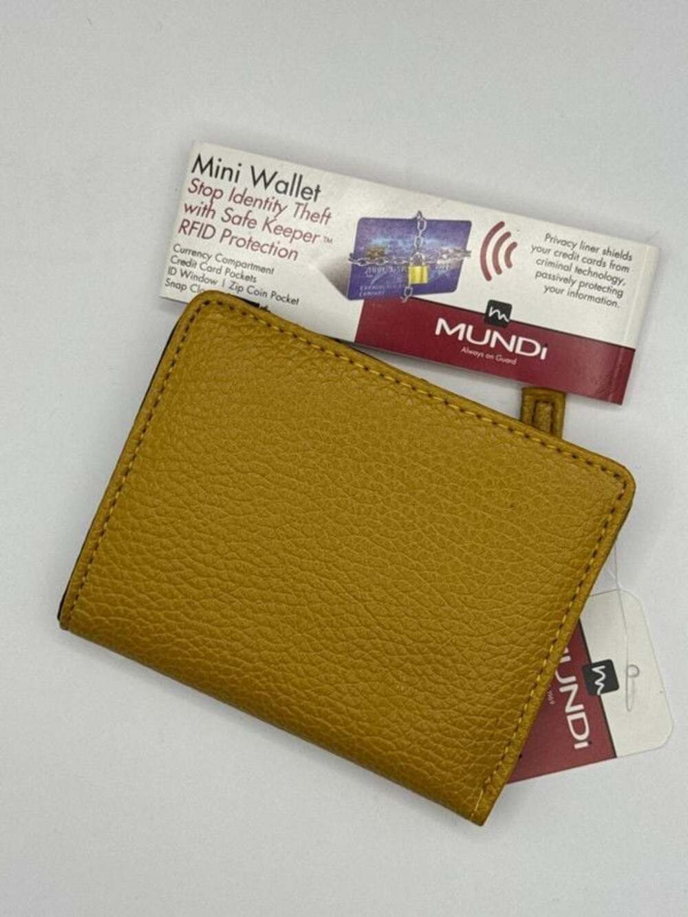 Mundi NEW yellow mini wallet RFID protection
Size 41/2x4